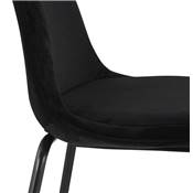 Tabouret de bar design style baroque 'Tekno' en velours noir 4 pieds en métal noir et dossier haut