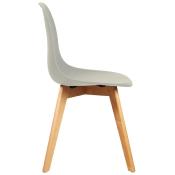 Chaise scandinave 'Karl' grise avec 4 pieds en bois naturel - Lot de 6
