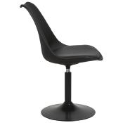 Chaise design pivotante 'Tulipe Kolor' noire pied central - Lot de 2