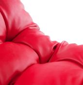 Fauteuil lounge 'Capiton' rouge pieds en métal chromé