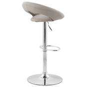 Tabouret de bar réglable design 'Kendo' pivotant gris pied et repose pieds métal chromé dossier bas