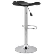 Tabouret de bar réglable design 'Torro' pivotant noir pied central et repose pieds en métal chromé