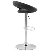 Tabouret de bar réglable design 'Kendo' pivotant noir pied et repose pieds métal chromé dossier bas