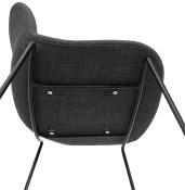 Tabouret de snack mi-hauteur empilable design 'Verk Mini' tissu gris foncé 4 pieds métal noir dossier haut