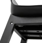 Tabouret de snack mi-hauteur scandinave 'Topo Mini Black Edition' noir 4 pieds bois dossier haut