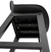 Tabouret de bar design scandinave 'Topo Black Edition' noir 4 pieds en bois noir et dossier haut