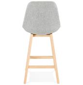 Tabouret de snack mi-hauteur scandinave 'Chairman Mini' en tissu gris 4 pieds en bois dossier haut