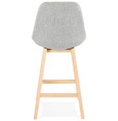 Tabouret de snack mi-hauteur scandinave 'Chairman Mini' en tissu gris 4 pieds en bois dossier haut