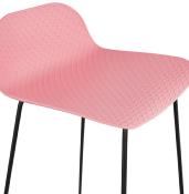 Tabouret de bar design 'Steelblack' rose pieds tréteaux et repose pieds en métal noir dossier bas