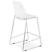 Tabouret de snack mi-hauteur empilable design 'Great Mini' blanc 4 pieds métal chromé dossier haut