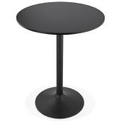 Table de bar haute design ronde 'Upside' mange debout en bois noir avec pied central en métal noir