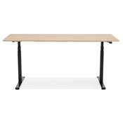 Bureau design assis-debout électrique 'SEMPLICE' en bois naturel pieds en métal noir - 160 x 80 cm