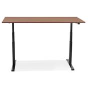 Bureau design assis-debout électrique 'SMALL SEMPLICE' noyer pieds en métal noir - 140 x 70 cm