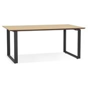 Bureau droit design 'SMART' plateau en bois naturel avec pieds en métal noir - 180 x 90 cm