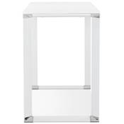 Bureau droit design haut 'HIGH BUSINESS' en bois blanc pieds en métal blanc et chromé – 140 x 70 cm