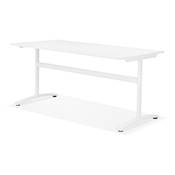 Bureau droit / table de travail design 'DISEGNO' blanc en bois pieds en métal blanc - 160 x 80 cm