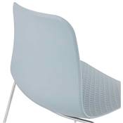 Chaise design empilable 'Style' bleue avec pieds tréteaux en métal chromé