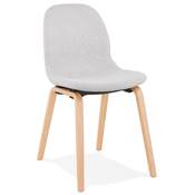 Chaise de cuisine / salle à manger scandinave 'Teknik Wood' en tissu gris clair 4 pieds en bois