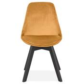 Chaise 'BLACK MILANO' en velours moutarde et 4 pieds en bois noir