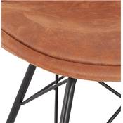 Chaise design 'GORD' en microfibre marron et 4 pieds avec croisillons en métal noir