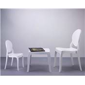 Chaise design médaillon empilable 'Chrystal' blanche avec 4 pieds