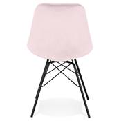 Chaise style industriel 'GORD' en velours rose et 4 pieds avec croisillons en métal noir