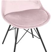 Chaise style industriel 'GORD' en velours rose et 4 pieds avec croisillons en métal noir