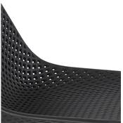 Chaise design intérieur / extérieur 'ZACK' assise noire perforée et 4 pieds en métal noir