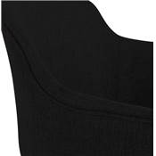 Chaise design lounge à accoudoirs 'NICE' en tissu noir avec 4 pieds en métal noir