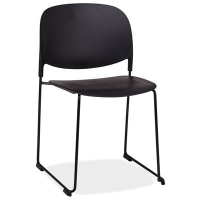Chaise design de style moderne 'BALI' noire avec 4 pieds en métal noir
