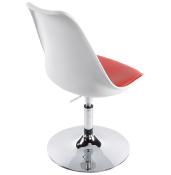 Chaise design réglable 'Tulipe' pivotante blanche et rouge pied métal chromé