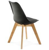 Chaise scandinave design 'Halmstad' noire avec 4 pieds en bois naturel