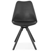 Chaise scandinave design 'Sueden Black Edition' noire avec 4 pieds en bois noir