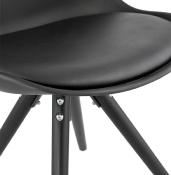 Chaise scandinave design 'Sueden Black Edition' noire avec 4 pieds en bois noir
