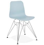 Chaise design 'Sländak Silver' bleue avec 4 pieds en métal chromé