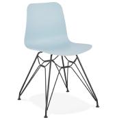 Chaise design 'Sländak Black' bleue avec 4 pieds en métal noir