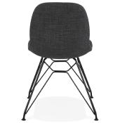 Chaise design 'Norsk Black' en tissu gris avec 4 pieds en métal noir