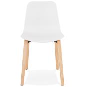 Chaise scandinave design 'Parkwood' blanche avec 4 pieds en bois naturel