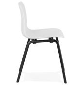 Chaise design 'Parkwood Black Edition' blanche avec 4 pieds en bois noir