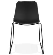 Chaise design empilable 'Style Black' noire pieds tréteaux en métal noir