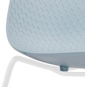 Chaise design empilable 'Style White' bleue pieds tréteaux en métal blanc