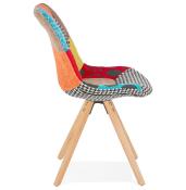Chaise scandinave design 'Gornstad' en tissu patchwork avec 4 pieds en bois naturel