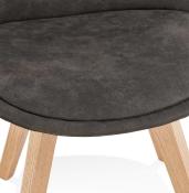 	Chaise design 'Milano' en microfibre grise avec 4 pieds en bois naturel