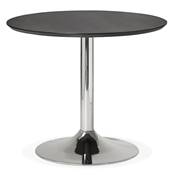 Petite table / table de réunion ronde 'Kontur' noire en bois pied central métal chromé - Ø 90 cm