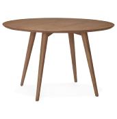 Table de salle à manger scandinave ronde 'Üméa' plateau et 4 pieds bois noyer – Ø 120 cm