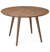 Table de salle à manger scandinave ronde 'Üméa' plateau et 4 pieds bois noyer – Ø 120 cm