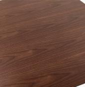 Table de salle à manger 'Tvillin' plateau noyer pied central en acier brossé - 180 x 90 cm