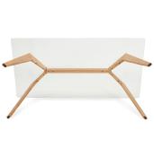 Table / bureau droit scandinave 'STORSKANÖR' plateau en verre 4 pieds en bois naturel - 180 x 90 cm
