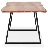 Table / table de réunion rectangulaire de style industriel 'BARNE' en bois massif pieds en métal noir - 200 x 95 cm