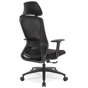 Fauteuil de bureau design à roulettes dossier haut 'OFFICE' tissu et tissu maillé noir pieds noir